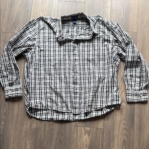 Falls Creek Black & White Plaid Cotton Button-Down Shirt